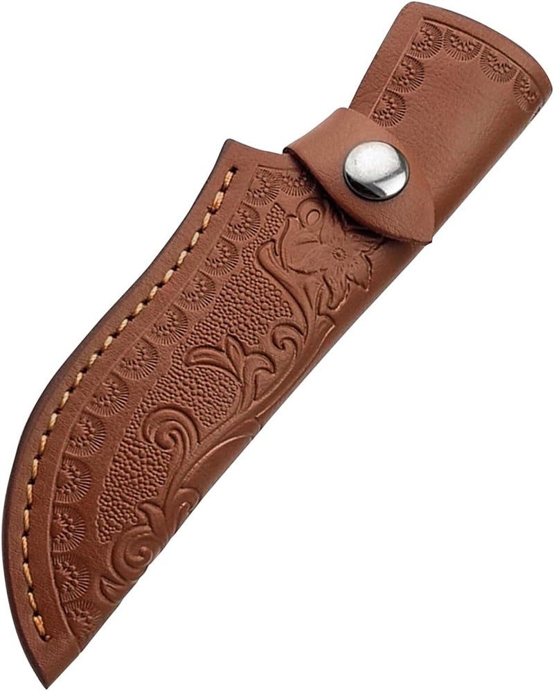 Xeerrfan Leather Knife Sheath for Belt, Genuine Leather Holster for up to 4.3" Fixed Blade Knife, Hunting Knives Holder with Snap Closure (Brown) - Image 1
